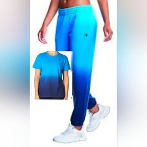 OUTFIT Champion DIP DYE TIE Balboa BLUE T-shirt Sz Medium Jogger Sz Small NEW